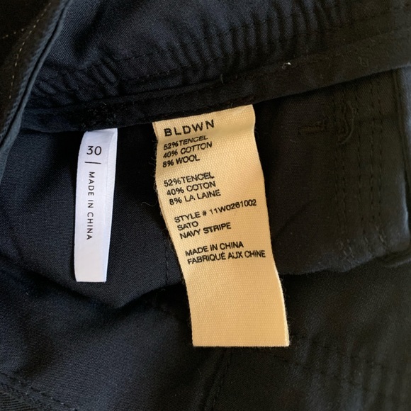 BLDWN Pinstripe Trouser Sz 30 Sato Navy Striped Tencel Cotton Wool Pants NWT - Picture 11 of 12